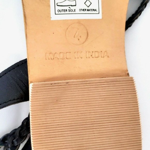 Asos Flat Black Braided Lace Up Sandals Size 6 Strappy Boho Bohemian Festival - Picture 12 of 12